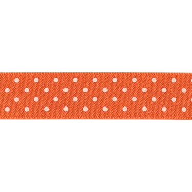 Berisfords Ribbon Micro Dot Ribbon: Orange delight and white: 15mm wide: Price per metre.  - The Sewing Studio for sale UK - The Sewing Studio