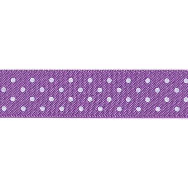 Berisfords Ribbon Micro Dot Ribbon: Purple and white 15mm wide: Price per metre.  - The Sewing Studio for sale UK - The Sewing Studio