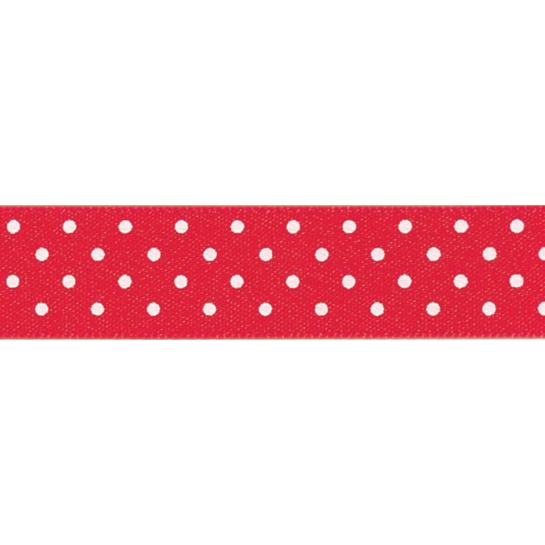 Berisfords Ribbon Micro Dot Ribbon: Red and white: 15mm wide: Price per metre.  - The Sewing Studio