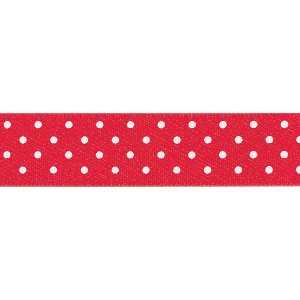 Berisfords Ribbon Micro Dot Ribbon: Red and white: 15mm wide: Price per metre.  - The Sewing Studio