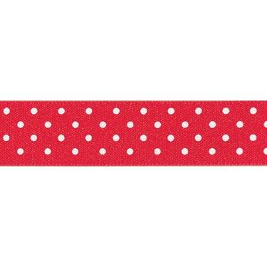 Berisfords Ribbon Micro Dot Ribbon: Red and white: 15mm wide: Price per metre.  - The Sewing Studio for sale UK - The Sewing Studio