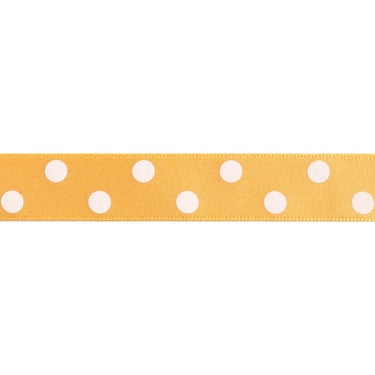 Berisfords Ribbon Polka Dot Ribbon: 15mm: Gold. Price per metre.  - The Sewing Studio for sale UK - The Sewing Studio