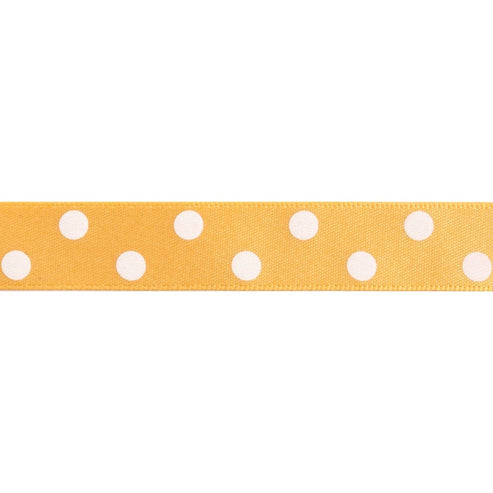 Berisfords Ribbon Polka Dot Ribbon: 15mm: Gold. Price per metre.  - The Sewing Studio