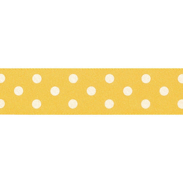 Berisfords Ribbon Polka Dot Ribbon: 25mm: Gold. Price per metre.  - The Sewing Studio for sale UK - The Sewing Studio