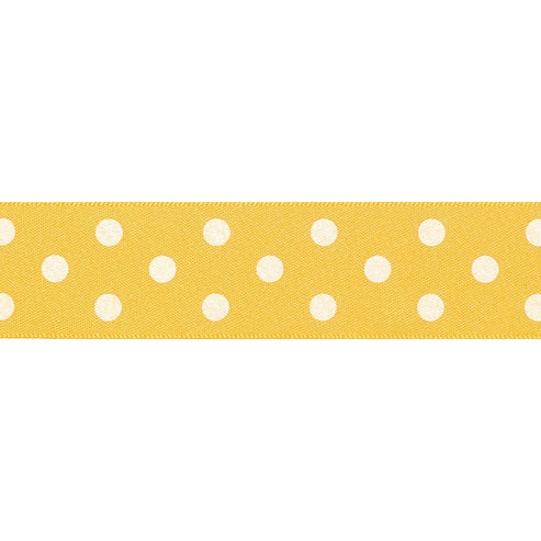 Berisfords Ribbon Polka Dot Ribbon: 25mm: Gold. Price per metre.  - The Sewing Studio