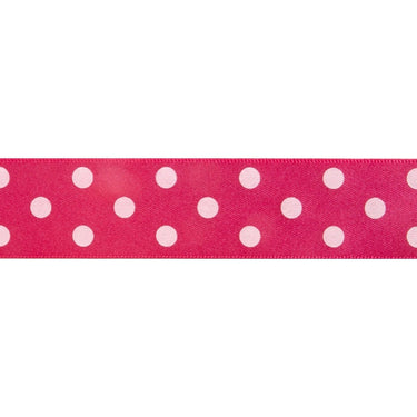 Berisfords Ribbon Polka Dot Ribbon: 25mm: Shocking Pink. Price per metre.  - The Sewing Studio for sale UK - The Sewing Studio