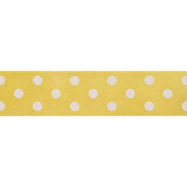 Berisfords Ribbon Polka Dot Ribbon: Lemon Yellow: 25mm wide. Price per metre.  - The Sewing Studio for sale UK - The Sewing Studio