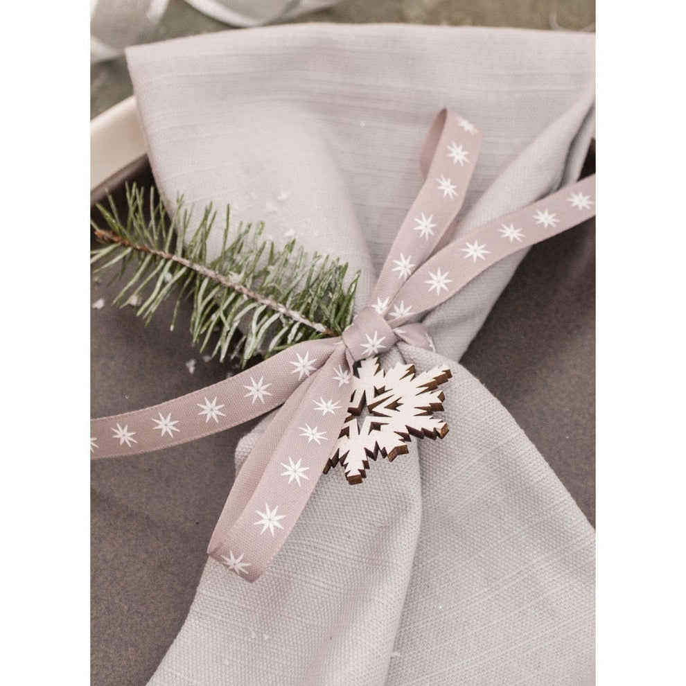 Berisfords Ribbon Scandi Star Ribbon: Grey: 12mm wide. Price per metre.  - The Sewing Studio