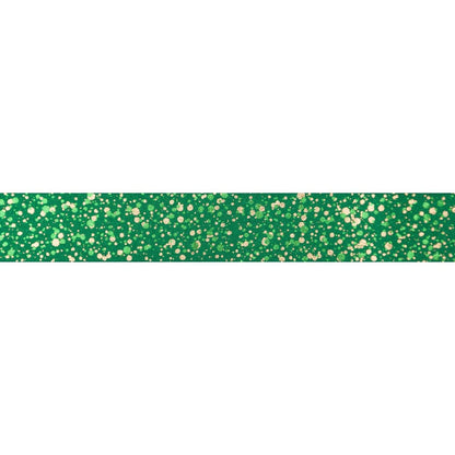 Berisfords Ribbon Sparkler Ribbon Hunter Green With Gold Metallic 15mm Wide  - The Sewing Studio