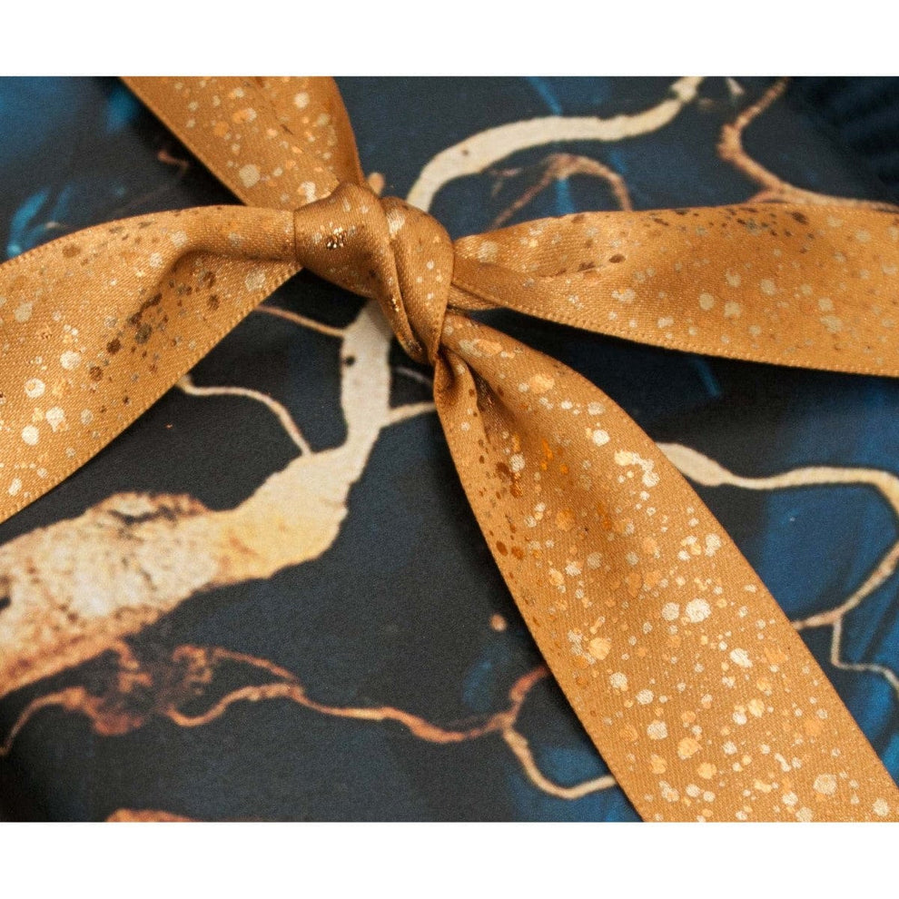 Berisfords Ribbon Sparkler Ribbon: Old Gold With Gold Metallic: 15mm wide. Price per metre.  - The Sewing Studio