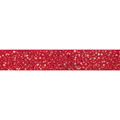 Berisfords Ribbon Sparkler Ribbon: Red With Gold Metallic: 15mm Wide. Price per metre.  - The Sewing Studio