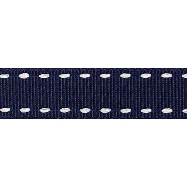 Berisfords Ribbon Stitched Grosgrain Ribbon: Navy and White: 15mm wide. Price per metre.  - The Sewing Studio for sale UK - The Sewing Studio