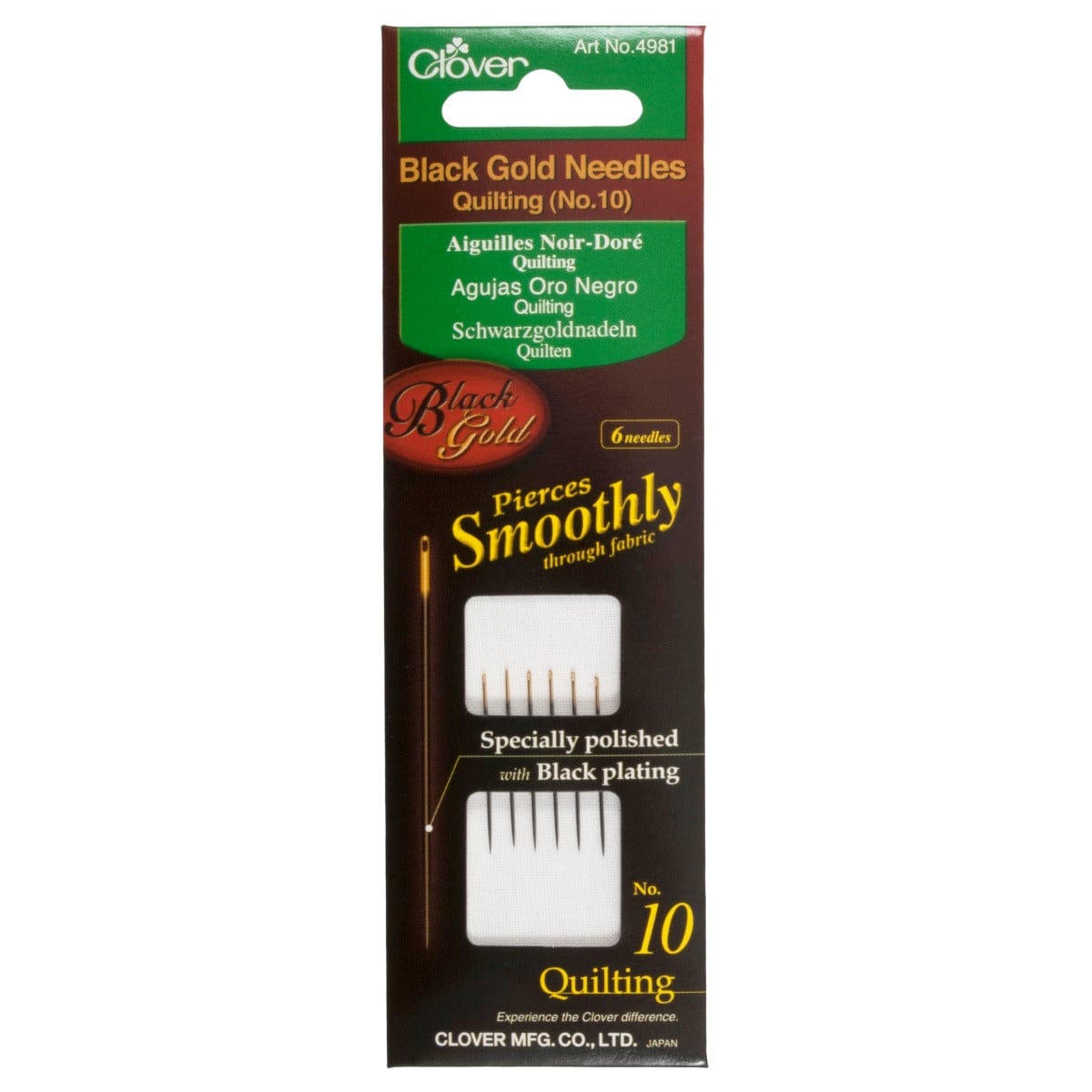 Clover Needles Hand Sewing Needles: Clover Black Gold: Quilting Size 10  - The Sewing Studio