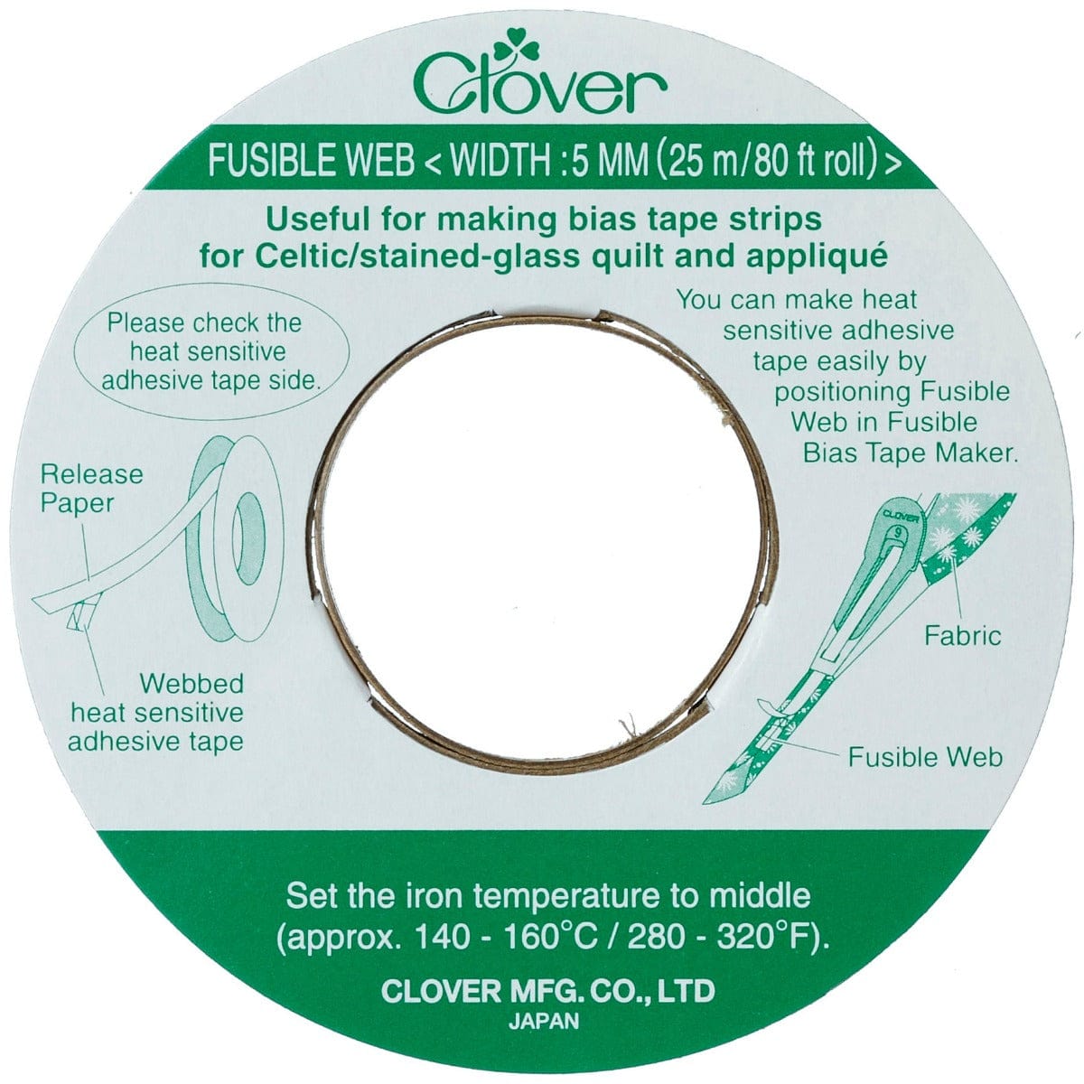 Clover Quilting Accessories Fusible Web: 5mm width x 25m roll  - The Sewing Studio