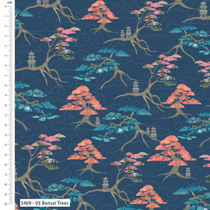 Craft Cotton Fabric Meditations On Japan Bonsai 3469-03