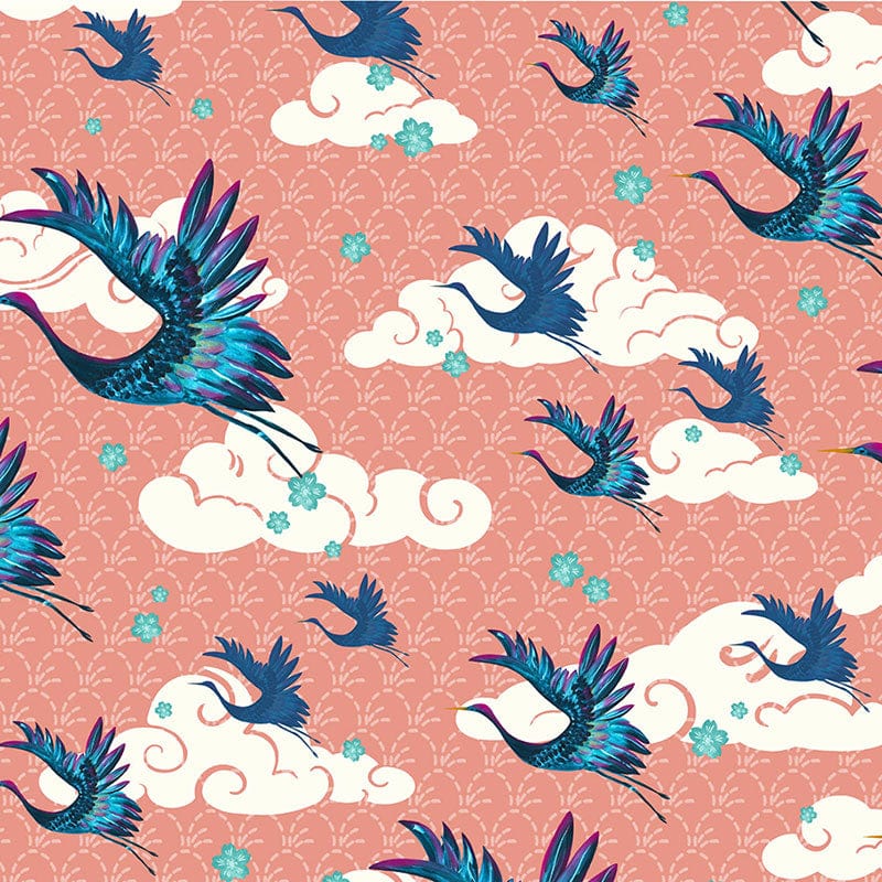 Craft Cotton Fabric Meditations On Japan Crane Clouds 3469-04