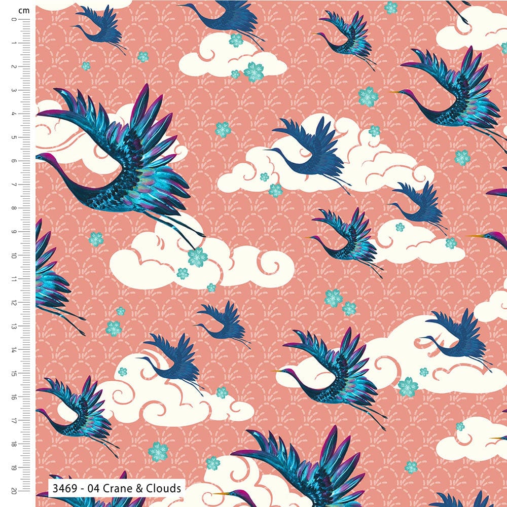 Craft Cotton Fabric Meditations On Japan Crane Clouds 3469-04