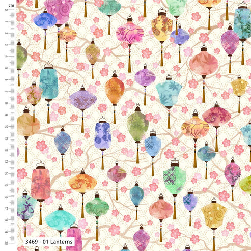 Craft Cotton Fabric Meditations On Japan Lanterns 3469-01