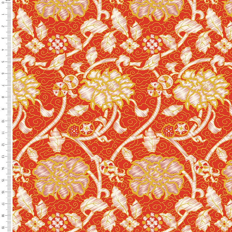 Craft Cotton Fabric V&A Serenity In Japan Peonies And Rosettes 3379-10  - The Sewing Studio