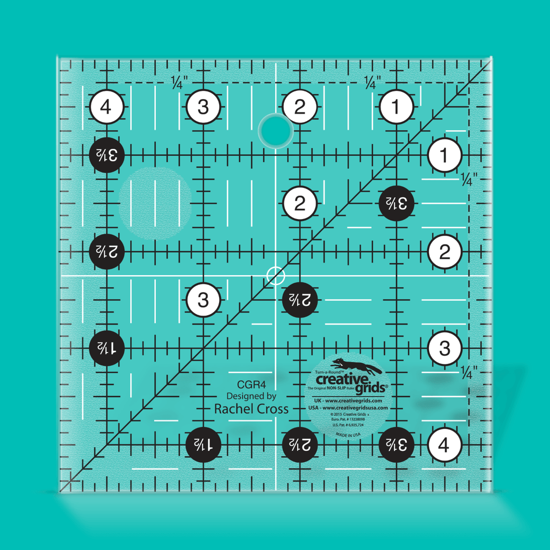 Creative Grids Rulers Stencils Templates Creative Grids Non slip: 4½" x 4½" Square Quilt Ruler  - The Sewing Studio