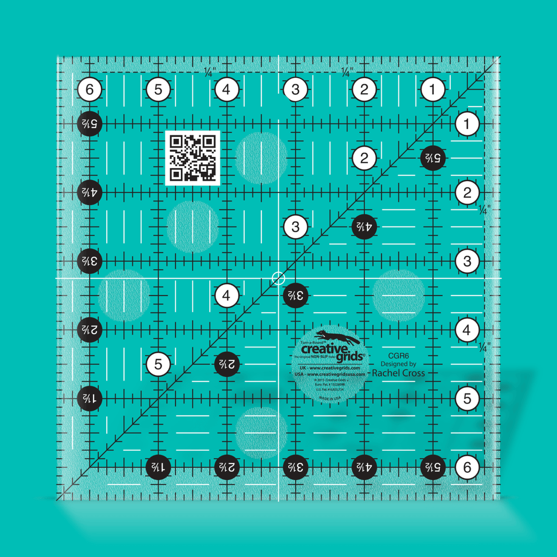 Creative Grids Rulers Stencils Templates Creative Grids Non slip: 6½" x 6½" Square Quilt Ruler  - The Sewing Studio