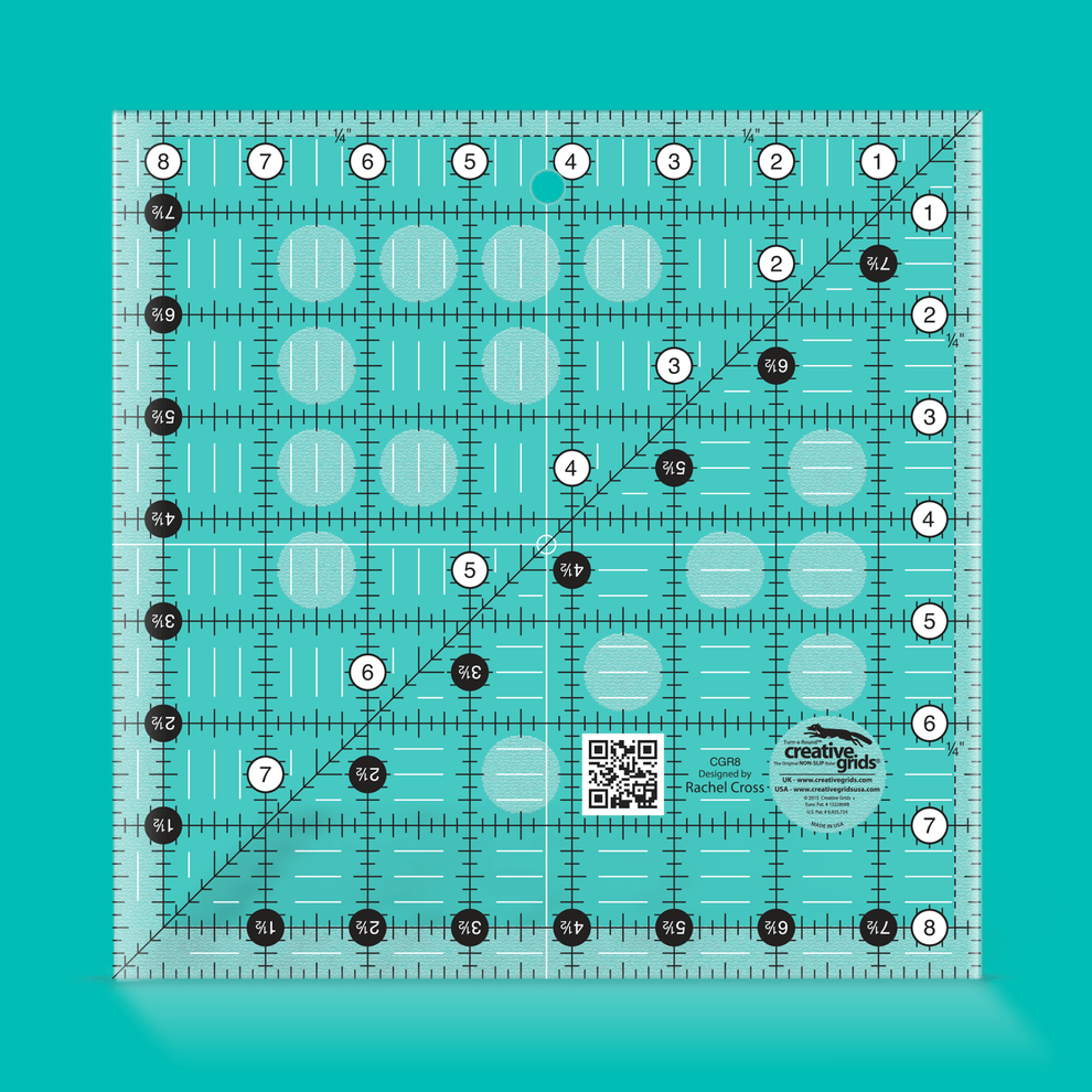 Creative Grids Rulers Stencils Templates Creative Grids Non slip: 8½" x 8½" Square Quilt Ruler  - The Sewing Studio