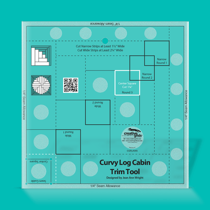 Creative Grids Rulers Stencils Templates Creative Grids Non slip: Curvy Log Cabin Trim Tool  for 8" Finished Blocks)  - The Sewing Studio