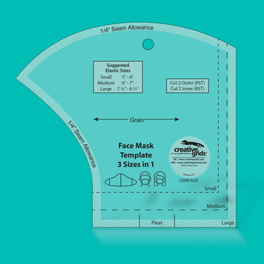 Creative Grids Rulers Stencils Templates Creative Grids Non slip: Face Mask Template 3 Sizes in 1  - The Sewing Studio for sale UK - The Sewing Studio