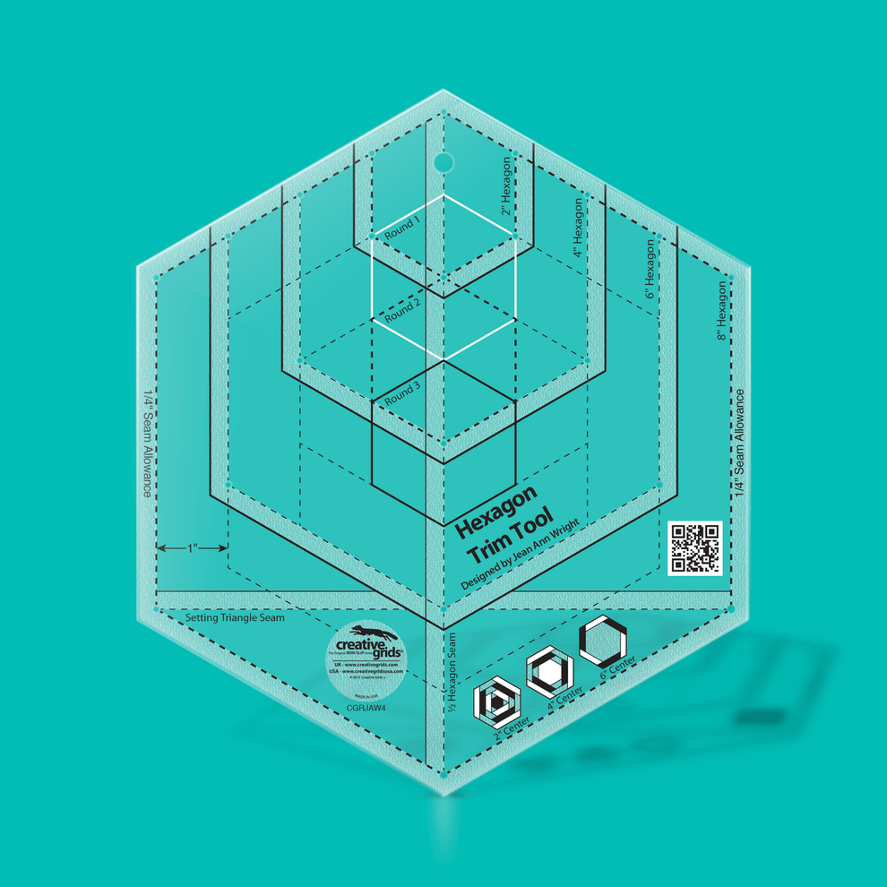 Creative Grids Rulers Stencils Templates Creative Grids Non slip: Hexagon Trim Tool  - The Sewing Studio