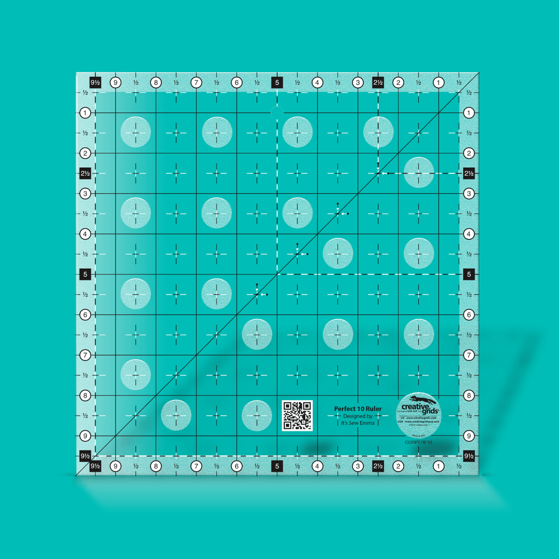 Creative Grids Rulers Stencils Templates Creative Grids Non slip: Perfect 10 Ruler  - The Sewing Studio