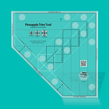 Creative Grids Rulers Stencils Templates Creative Grids Non-Slip Pineapple Trim Tool (6", 8" or 10" finished pineapple blocks)  - The Sewing Studio for sale UK - The Sewing Studio