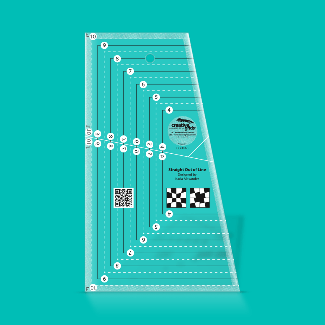 Creative Grids Rulers Stencils Templates Creative Grids Non slip: Straight Out Of Line: 6" x 10" Ruler  - The Sewing Studio