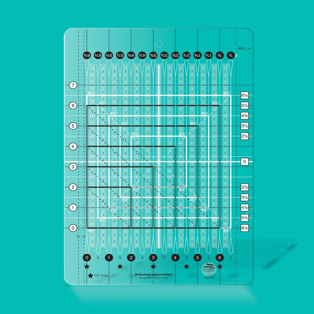 Creative Grids Rulers Stencils Templates Creative Grids Non slip: Stripology Mini Quilt Ruler  - The Sewing Studio