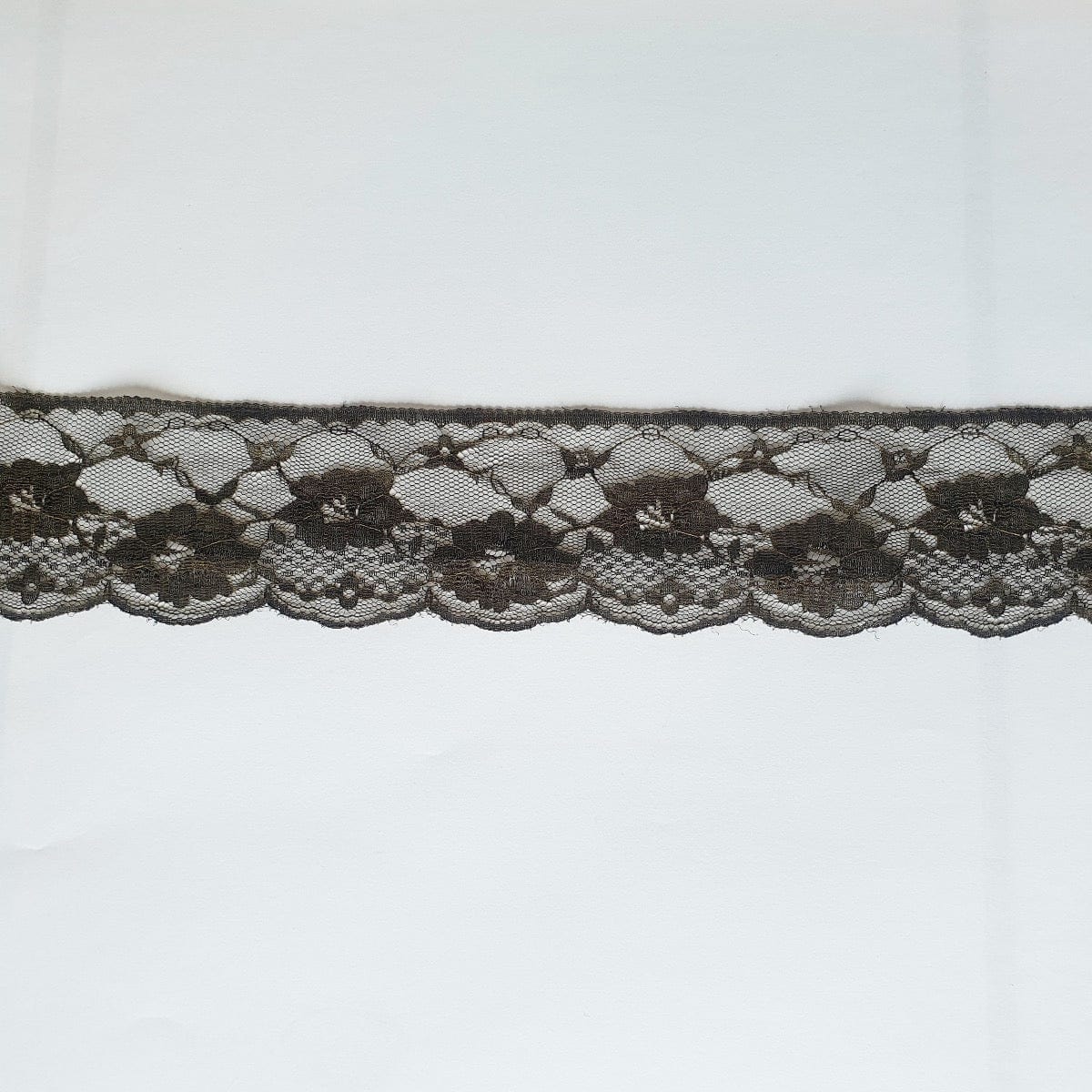 Essential Trimmings Lace Nylon Lace Trim: 70mm wide: Dark Green. Price per metre.  - The Sewing Studio