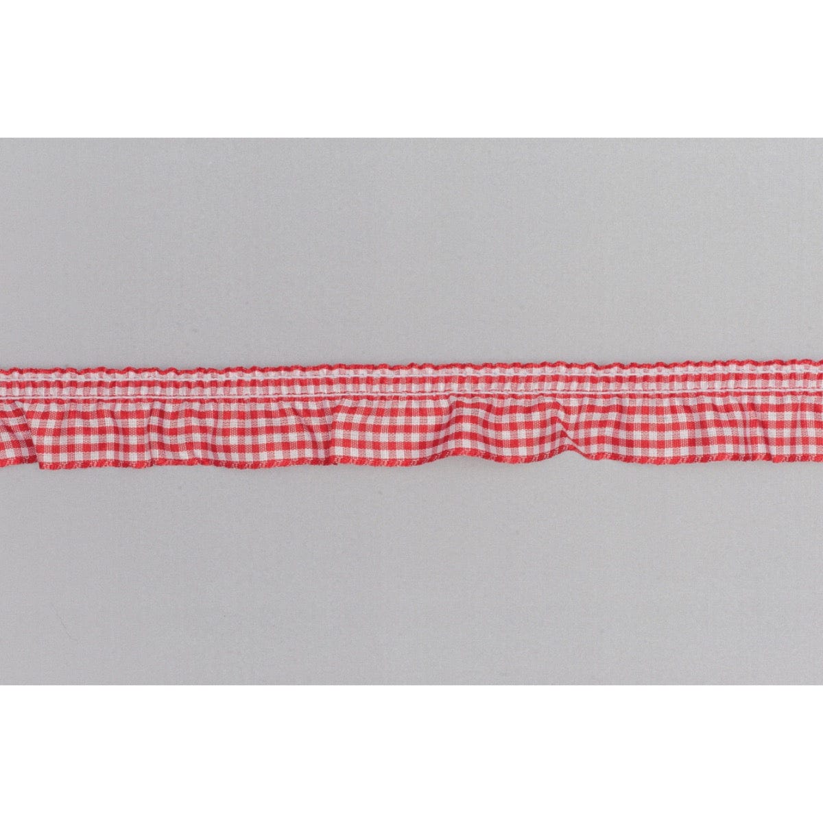 Essential Trimmings Ribbon Frilled Gingham Ribbon Trim: Red: 25mm wide. Price per metre.  - The Sewing Studio