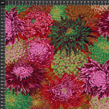 Freespirit Fabric Kaffe Fassett Fabric Japanese Chrysanthemum Scarlet  - The Sewing Studio for sale UK - The Sewing Studio