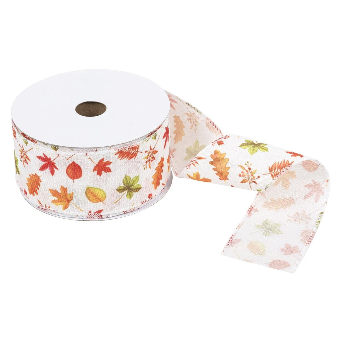 Groves Ribbon Printed Leaves Wire Edge Ribbon 63mm  - The Sewing Studio