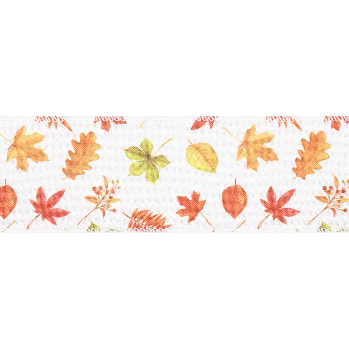 Groves Ribbon Printed Leaves Wire Edge Ribbon 63mm  - The Sewing Studio