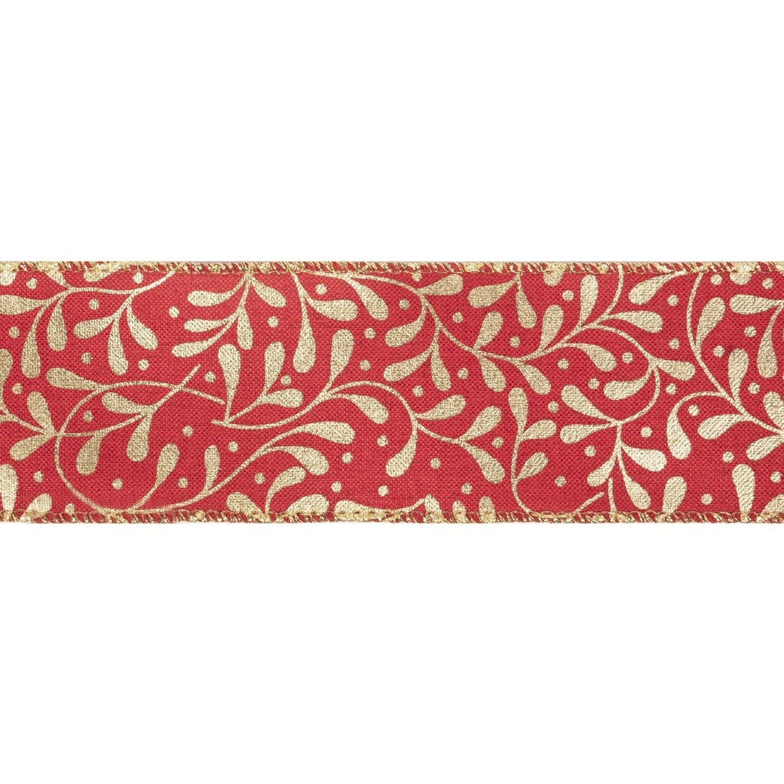 Groves Ribbon Printed Mistletoe Wire Edge Ribbon 63mm  - The Sewing Studio