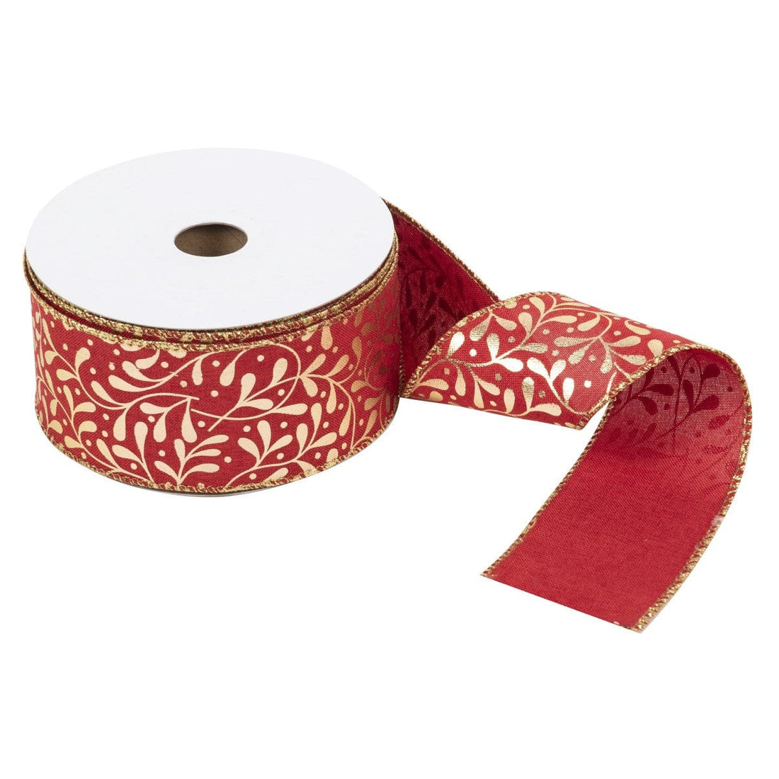 Groves Ribbon Printed Mistletoe Wire Edge Ribbon 63mm  - The Sewing Studio