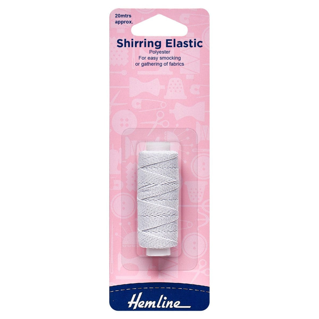 Hemline Elastic Shirring Elastic: White: 20 Metres x 0.75mm Wide  - The Sewing Studio