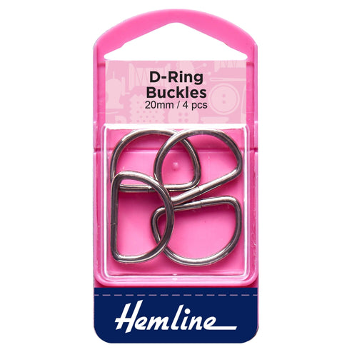 Hemline Eyelets & Fastenings D Rings 20mm Nickel 2 Pieces  - The Sewing Studio