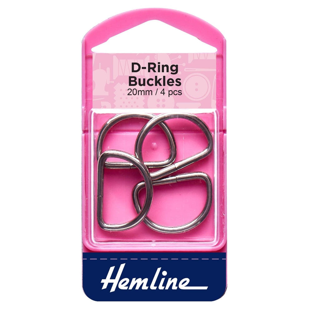 Hemline Eyelets & Fastenings D Rings 20mm Nickel 2 Pieces  - The Sewing Studio