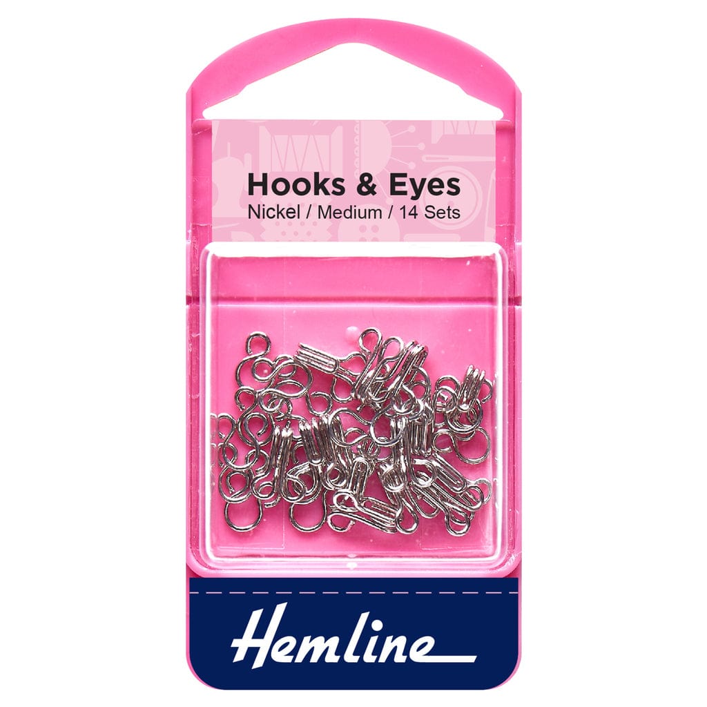 Hemline Eyelets & Fastenings Hook and Eye Nickel Size 2  - The Sewing Studio