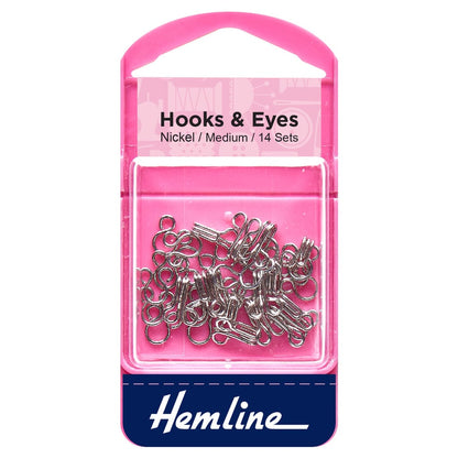 Hemline Eyelets & Fastenings Hook and Eye Nickel Size 2  - The Sewing Studio