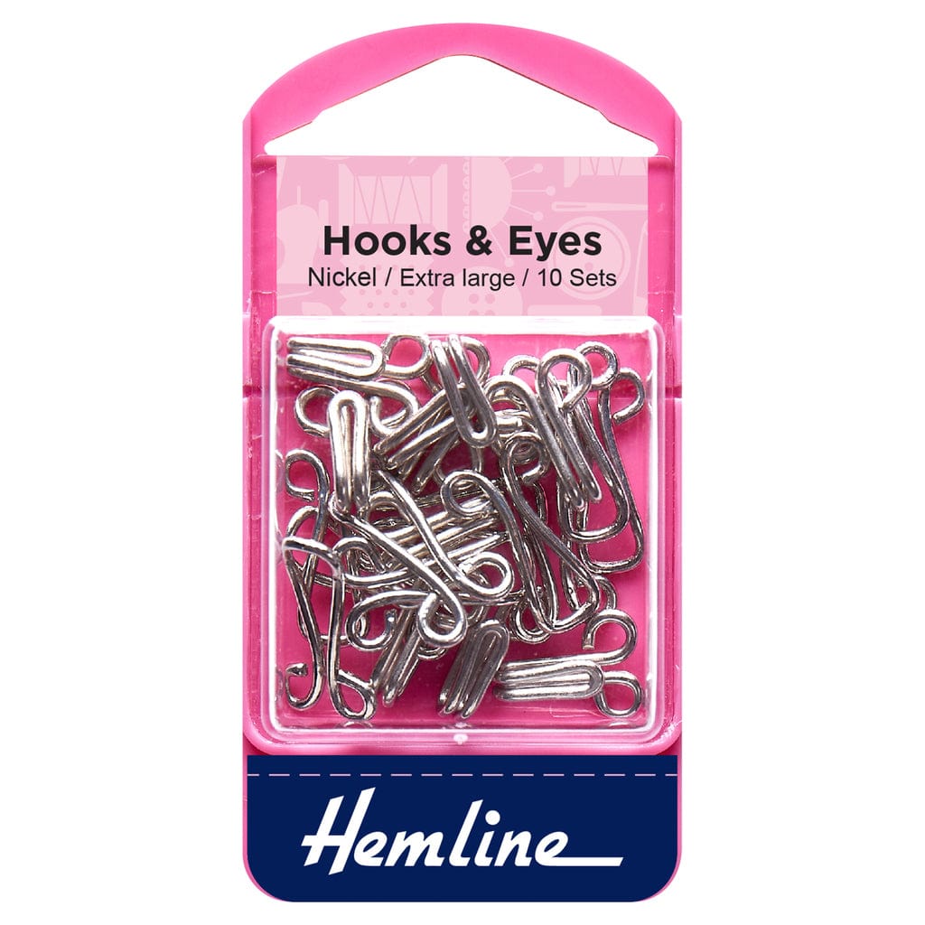 Hemline Eyelets & Fastenings Hook and Eye Nickel Size 9  - The Sewing Studio