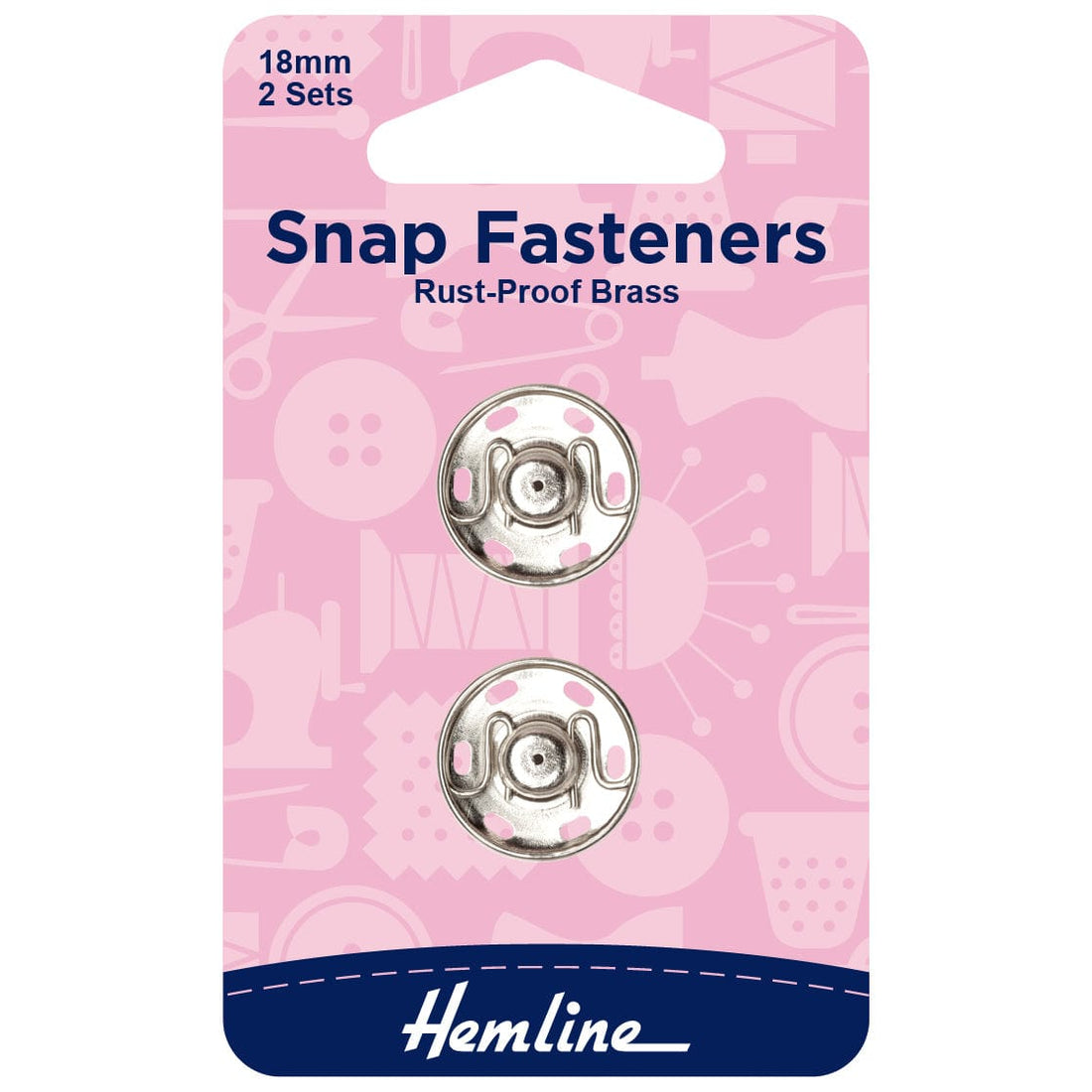 Hemline Eyelets & Fastenings Sew-on Snap Fasteners Nickel 18mm: Pack of 2  - The Sewing Studio