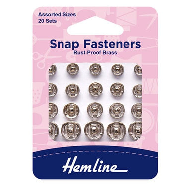 Hemline Eyelets & Fastenings Sew-on Snap Fasteners: Nickel: Assorted: Pack of 20  - The Sewing Studio for sale UK - The Sewing Studio