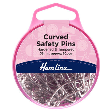 Hemline Pins Curved Safety Pins: Nickel: 38mm: 60 Pieces  - The Sewing Studio for sale UK - The Sewing Studio