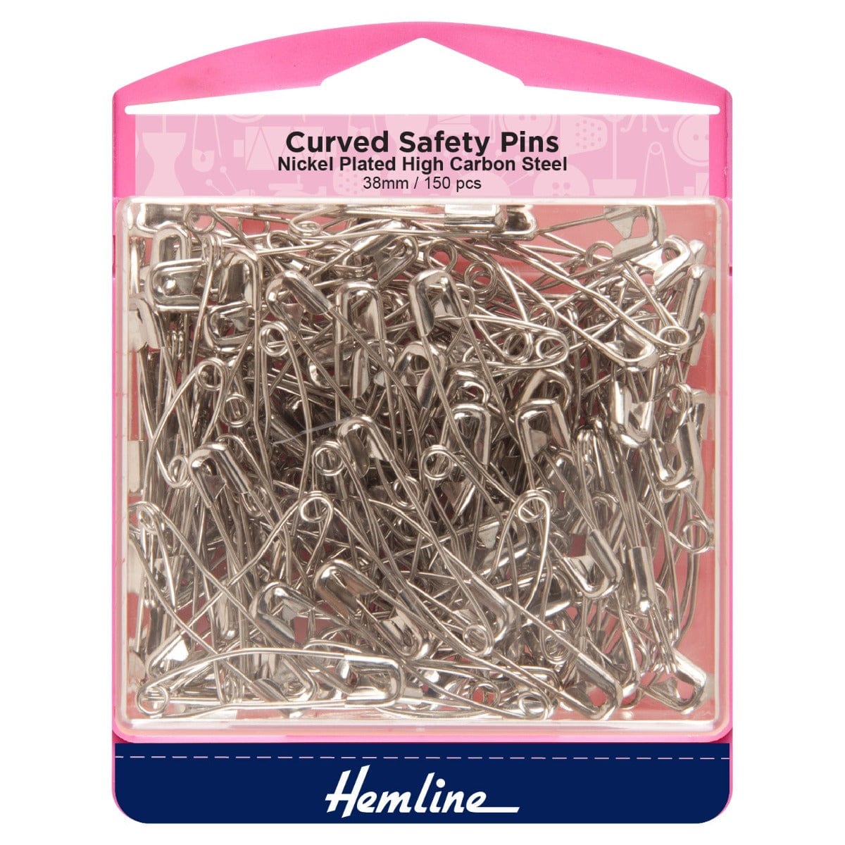 Hemline Pins Curved Safety Pins: Value Pack: 38mm: 150 Pieces  - The Sewing Studio